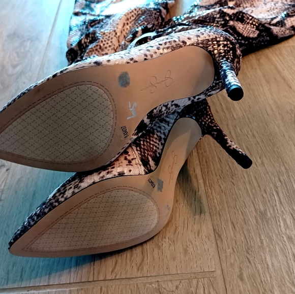 Jessica Simpson Loury  Over Knee OTK Snake Print Stilletto Boots - Picture 15 of 17